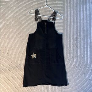 Black denim overall minidress